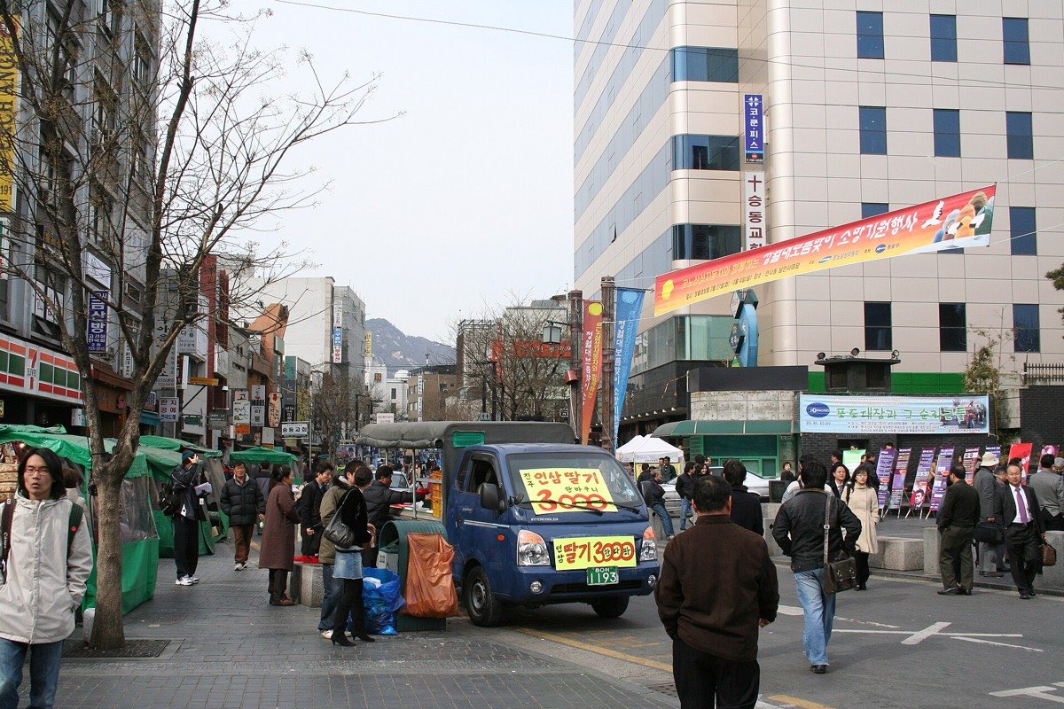 Insadong main street with shops and signs
